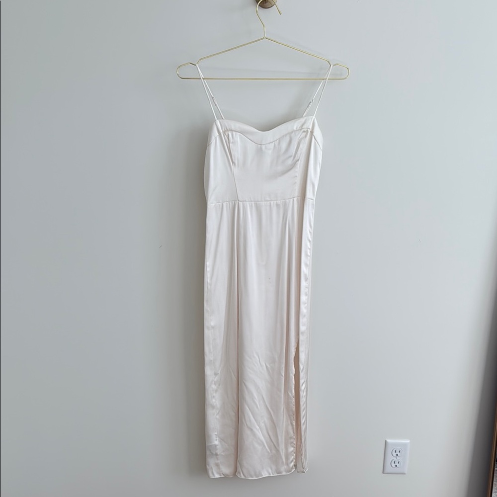 Abercrombie Cream Satin Midi Dress